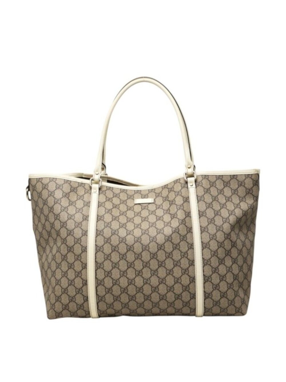 Gucci GG Supreme Tote Bag Beige Ivory Leather